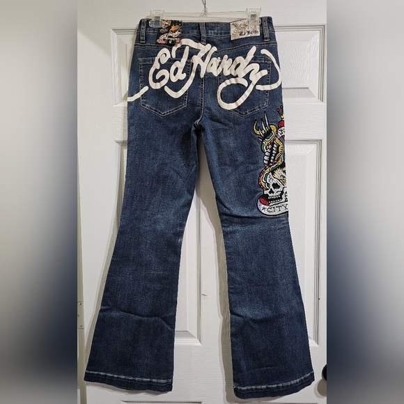 Ed Hardy NYC Eagle Slim Flare Jean Women's 28 - Picture 5 of 6